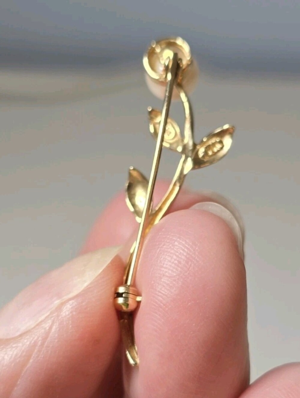 Vintage Susa? 14k Gold Brooch Stem with Real Pearl Total Weight 2.72 Grams - Picture 3 of 7